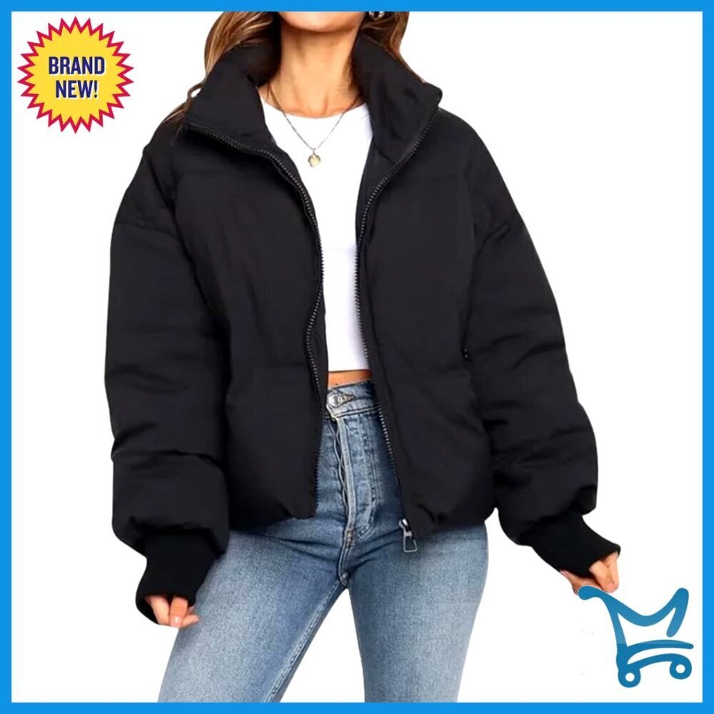 Cropped Puffer Jacket Quilted Lightweight Winter Coat Chic Warm Outerwear